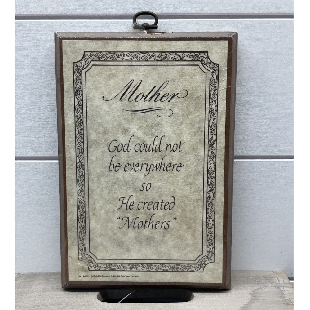 Vintage 1975 Ogunquit Wood Wall Plaque Mother Quote Religious Decor 5.5x8.5